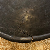 African Bamileke Wood Coffee Table, Round, Black